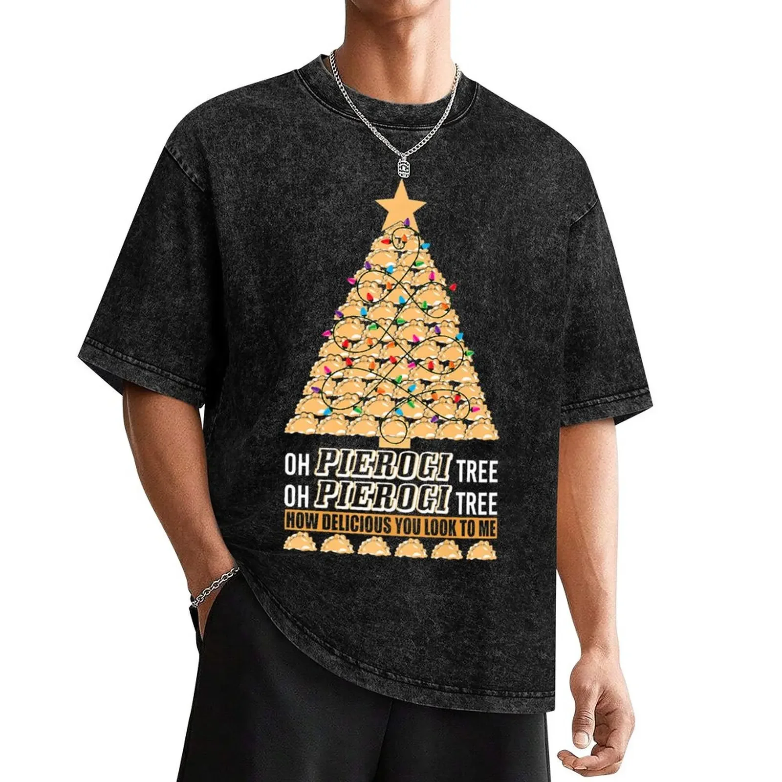 Polish Heritage Gifts Funny Oh Pierogi Tree Christmas Premium T-Shirt blacks mens cotton t shirts