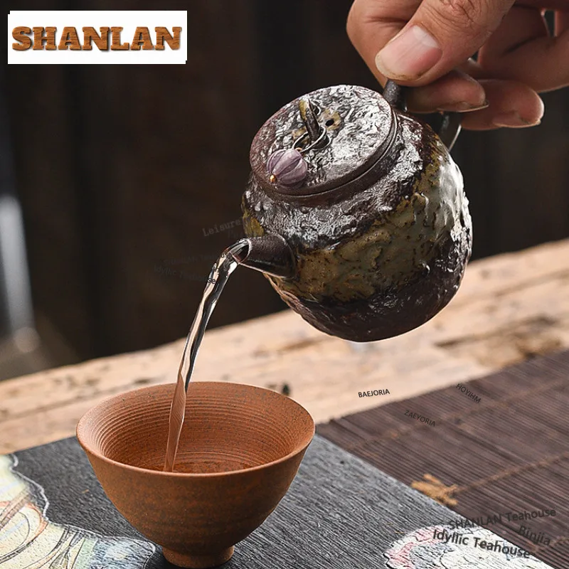 HOYIHM 120ml Wood-fired Porcelain Old Rock Mud Teapot Creative Tea Infuser Pot Tea Maker Kettle with Strainer Tea Services Gifts