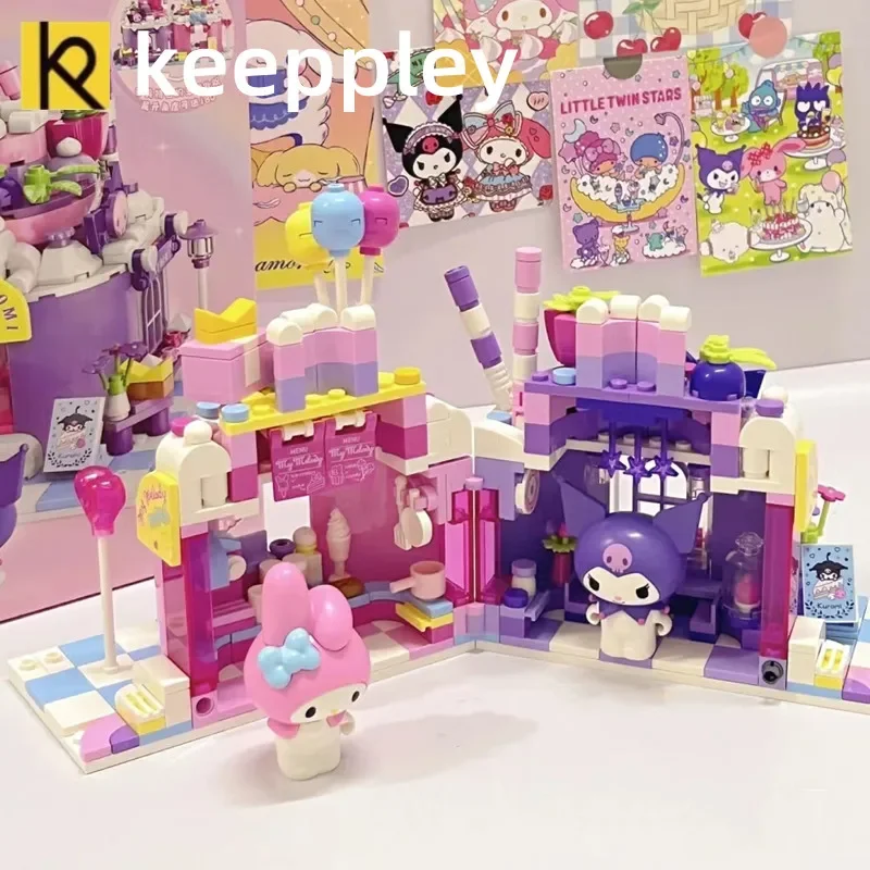 

keeppley building blocks Sanrio street scene mymelody model Kuromi character girl toy kawaii birthday gift creative decoration