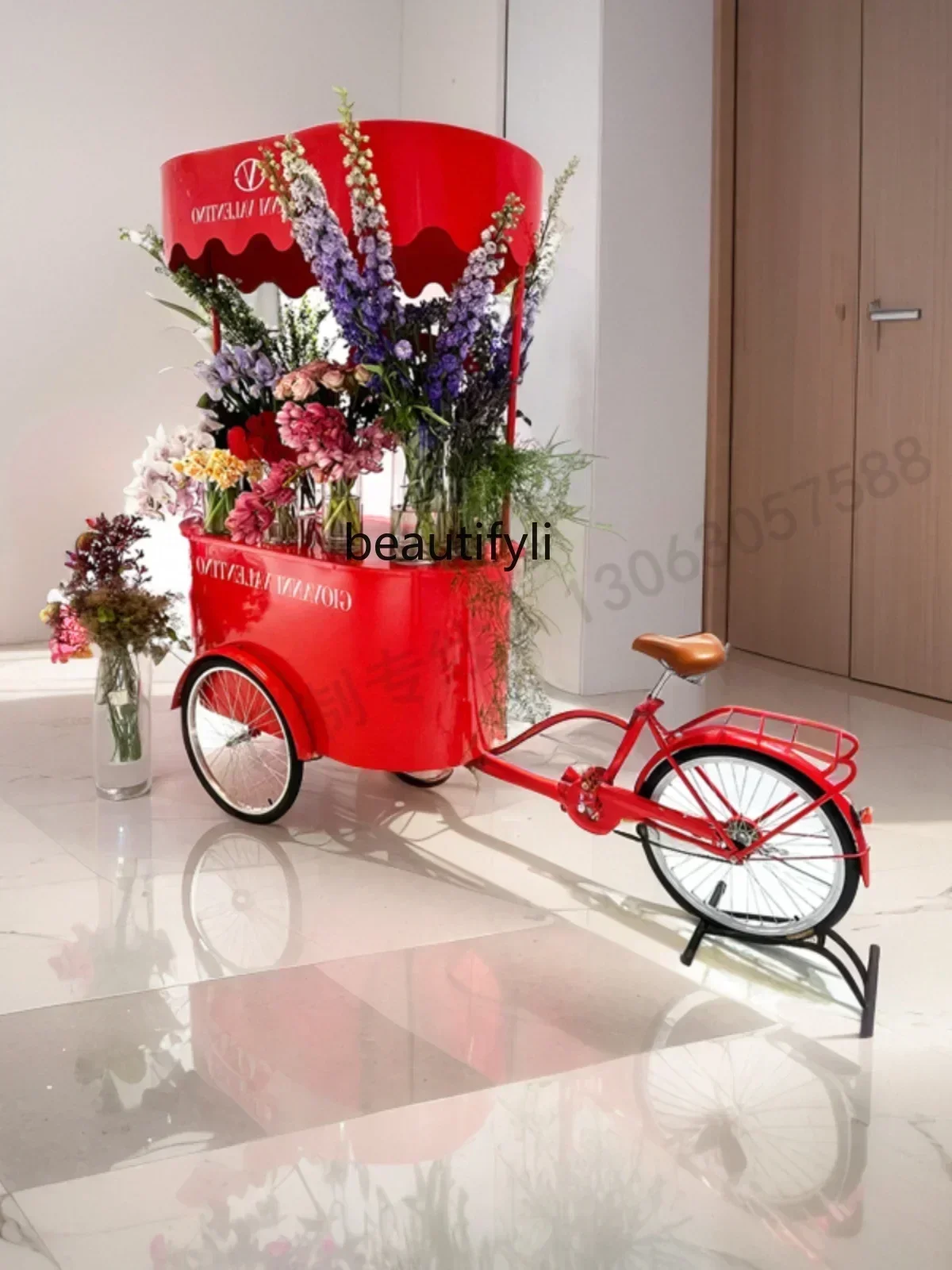 

yj9 Wrought iron triccle large commercial hotel shopping mall mobile set stall promotion float dining car S03
