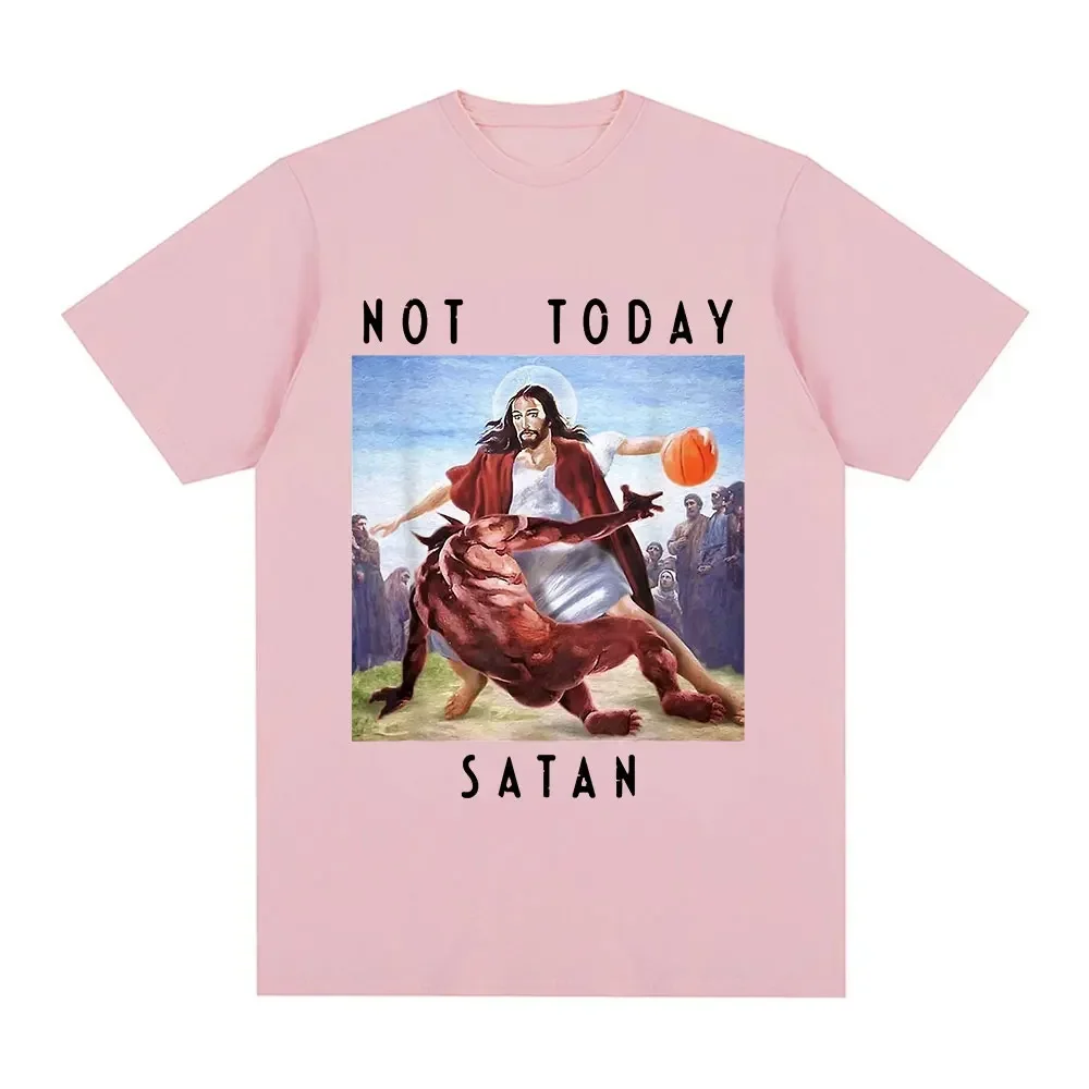 Not Today Satan Jesus Vs Satan In T Shirt Harajuku Casual T-shirt Men\'s Women\'s Fashion Oversized T Shirts Streetwear