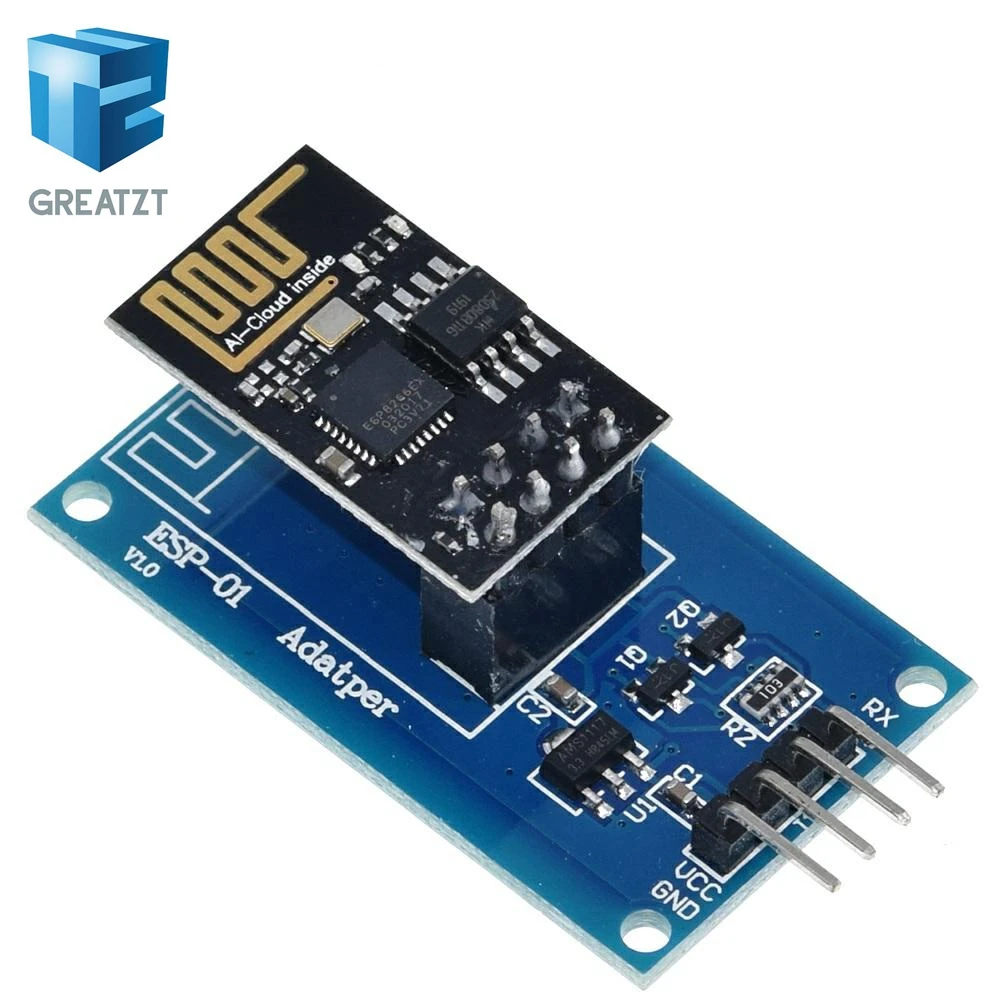 GREATZT ESP8266 ESP-01 Serial WiFi Wireless Adapter Module 3.3V 5V Esp01 Breakout PCB Adapters Compatible For Arduino