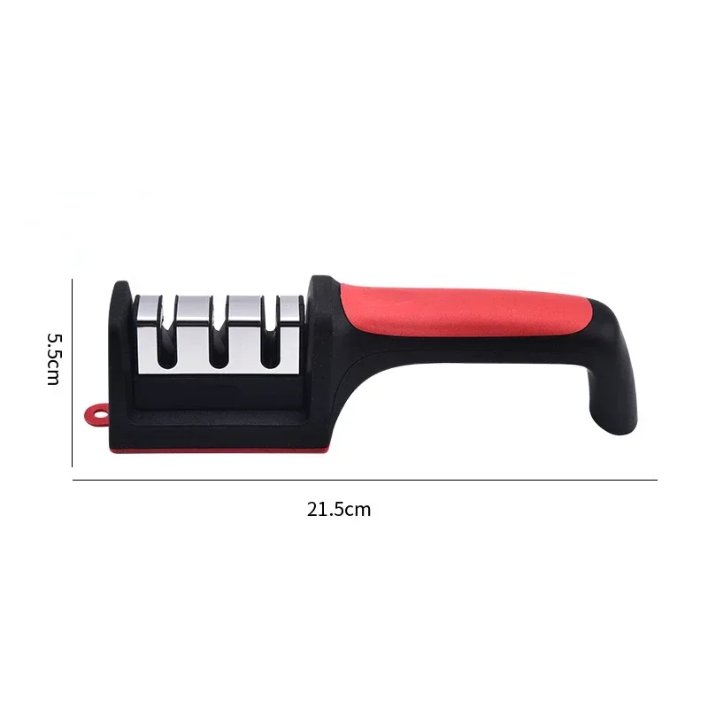 

Manual Knife Sharpener 3 Stage Stainless Steel Blade Honing Tool Non Slip Grip Kitchen Gadget for Home Professional