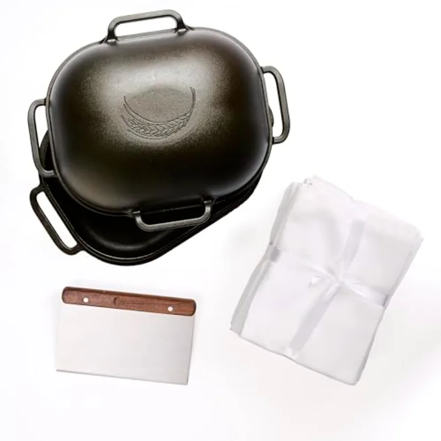 

Чугунная форма для хлеба Challenger с крышкой, 12 полотенец с мешком для муки и нож для выпечки домашнего хлеба, герметичная B