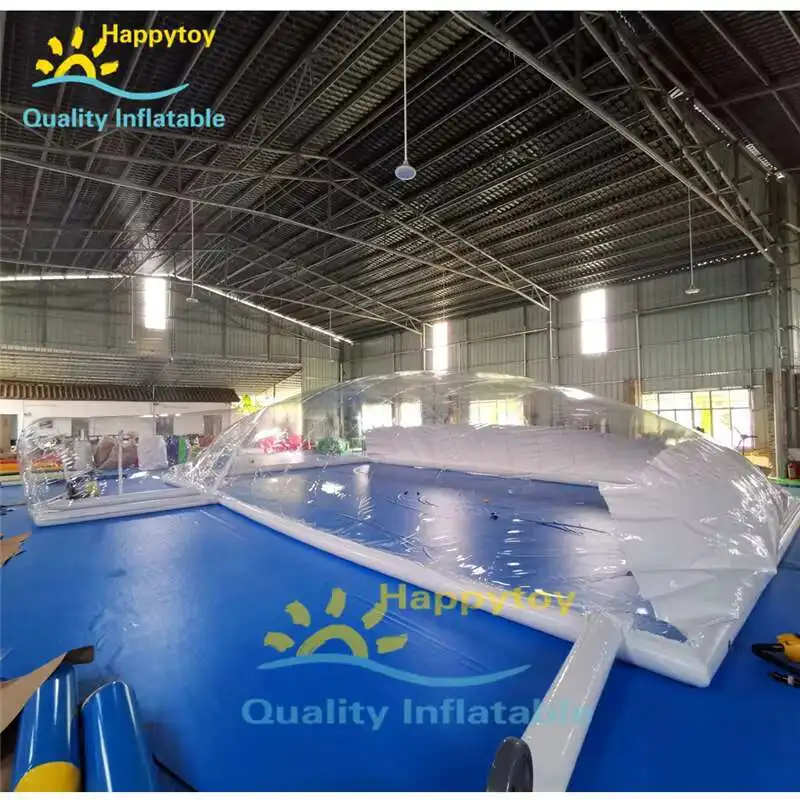 Komplette transparente aufblasbare Poolabdeckung für den Außenbereich, Zelt, aufblasbare PVC-Poolkuppel mit Tunnel