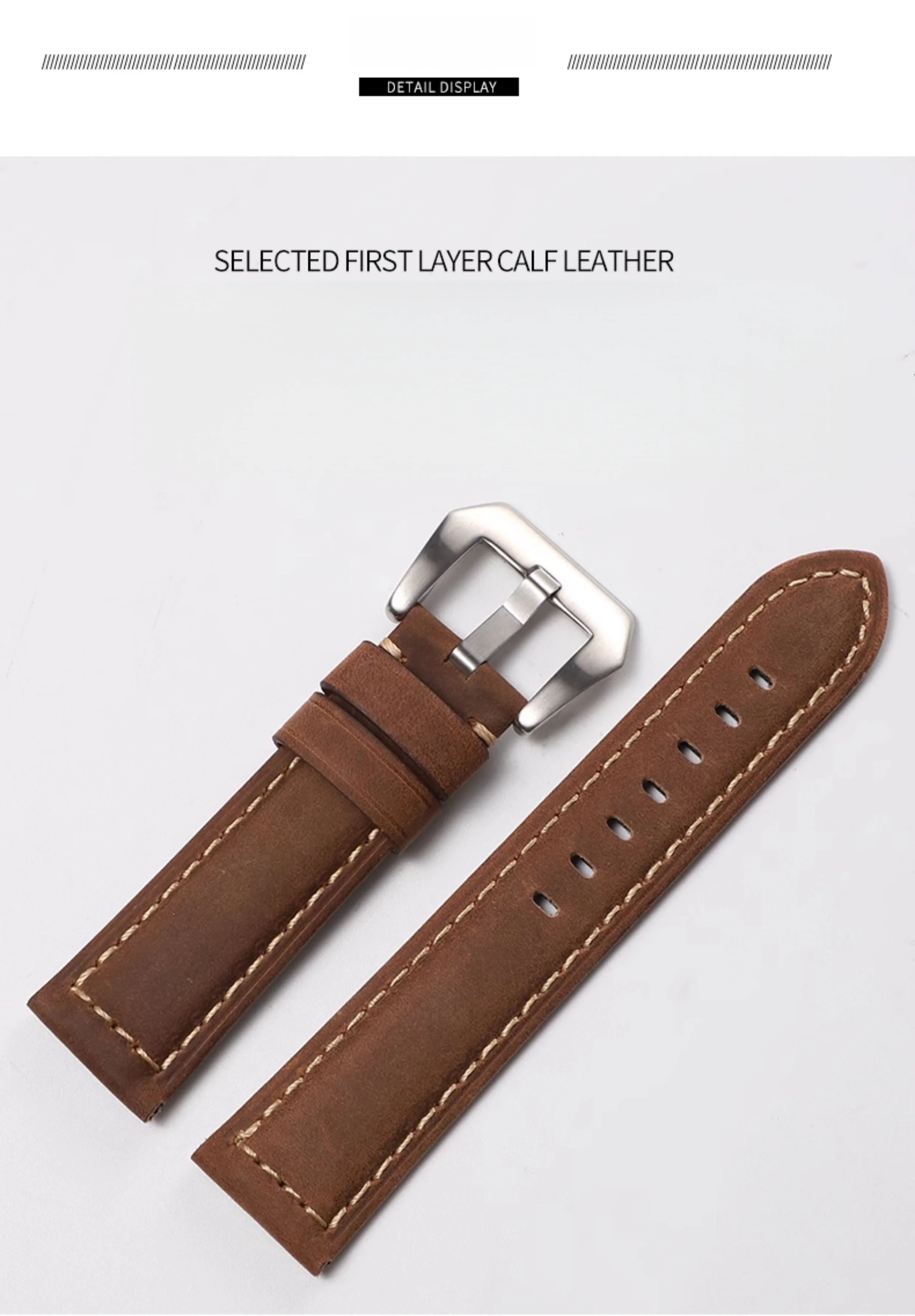 Echtleder-Uhrenarmband für Panerai, kompatibel mit Radiomir-Serie, Luminor-Serie, 22/24/24 mm – Detail 4