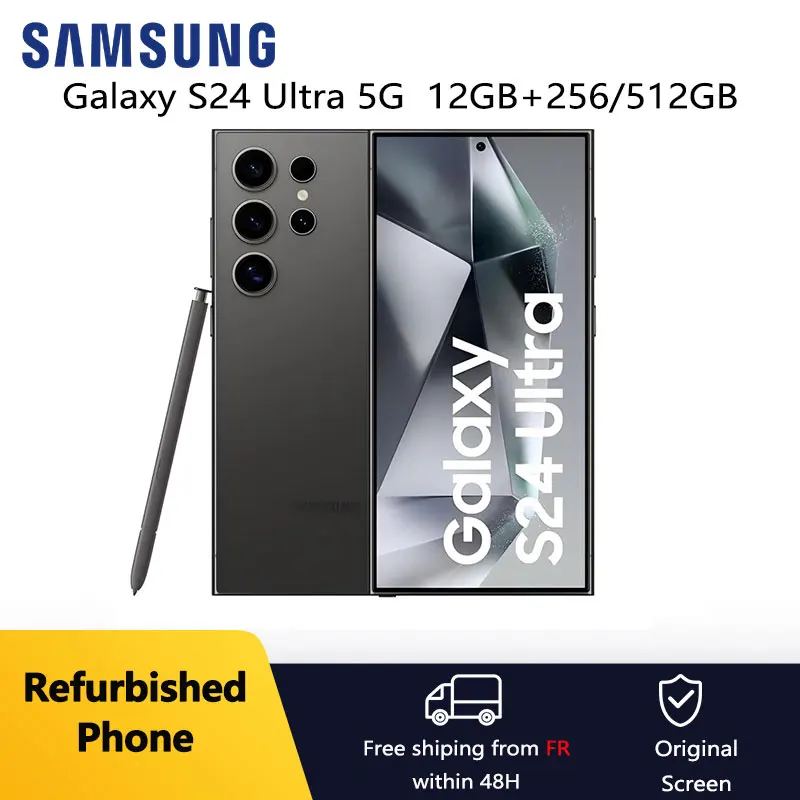 Samsung Galaxy S24 Ultra 5G reconditionn, 6.8 pouces, LTPO AMOLED ROM dynamique 256/512 go de RAM, 12 go Snapdragon NFC, tlphone portable AI Original