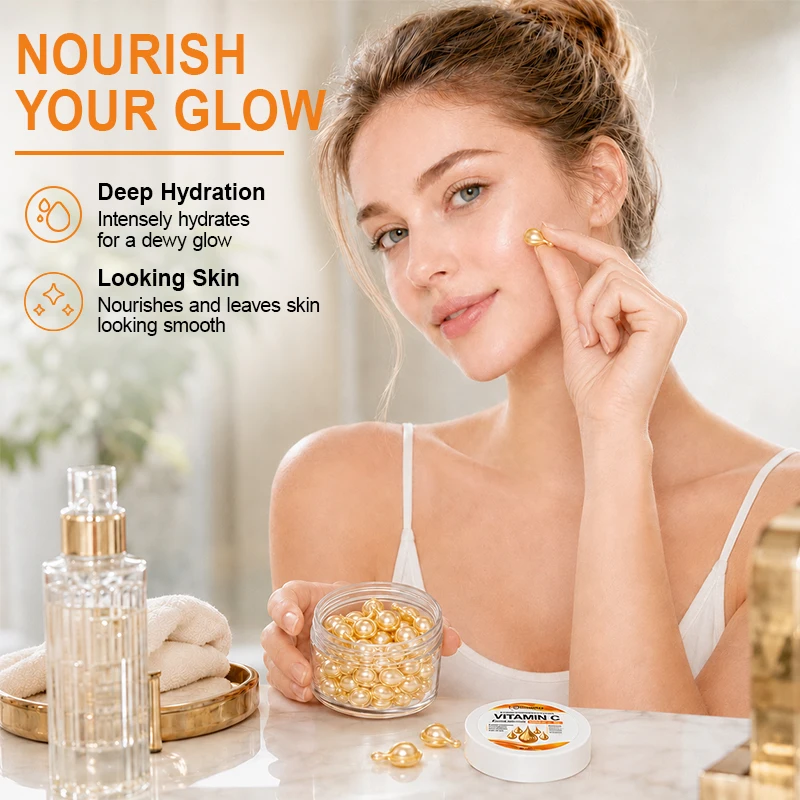 Vitamin C Moisturizing Essence Capsules,Nourishing and Hydrating Facial Essence,Deep Hydrating Essence Suitable for Travel 40pcs
