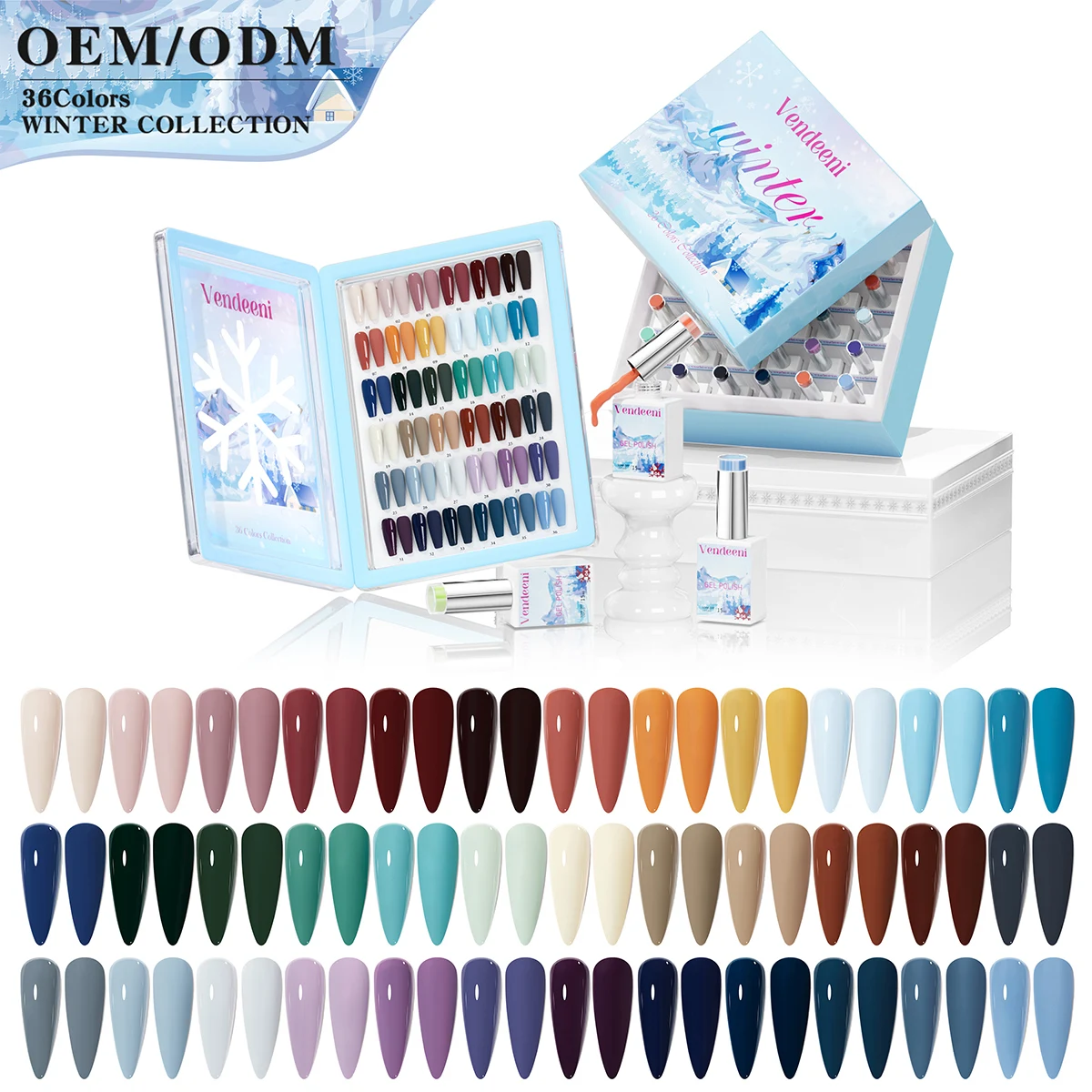 Vendeeni Nail Supplies High Pigment Winter Gel Polish 36colors Collection TPO HEMA FREE OEM Winter Nail Gel Polish