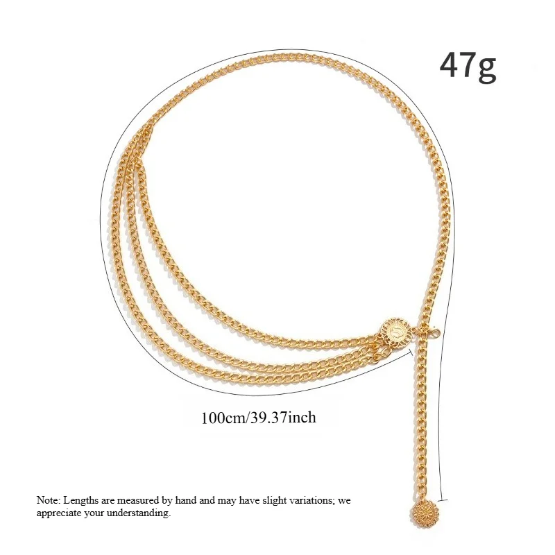 IF IFOND European American-Style Alloy Polished Multi-Layer Body Chain Accessory Trendy Retro Street Style Waist Chain for Women