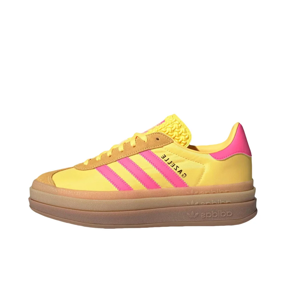 

Adidas Originals Gazelle Bold Women Yellow Pink Fashion Classic Height Increase Anti-slip German Training Board Shoes IG4387