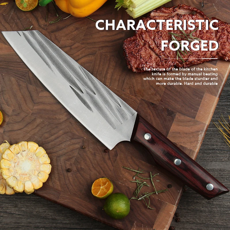 Chef Knife Handmade Forged Kitchen Knives Professional Butcher Knife Sharp Cleaver Knives Meat Slicing Knife Faca Chef