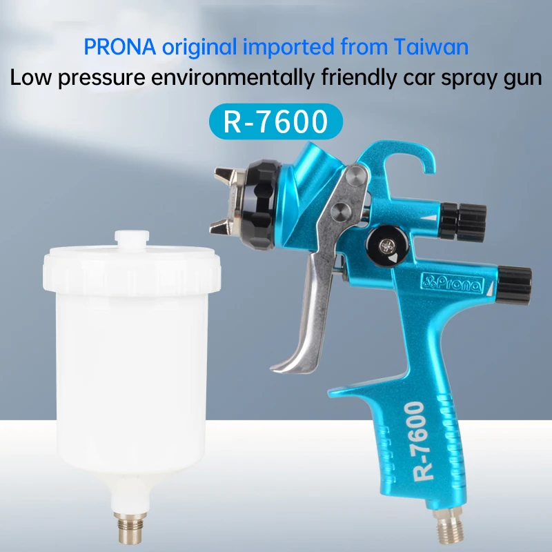 Prona R-7600 Gravity Feed Spray Gun High Atomization Finish Painting Airbrush for Car Body Repair Wood Furniture Industrial Use