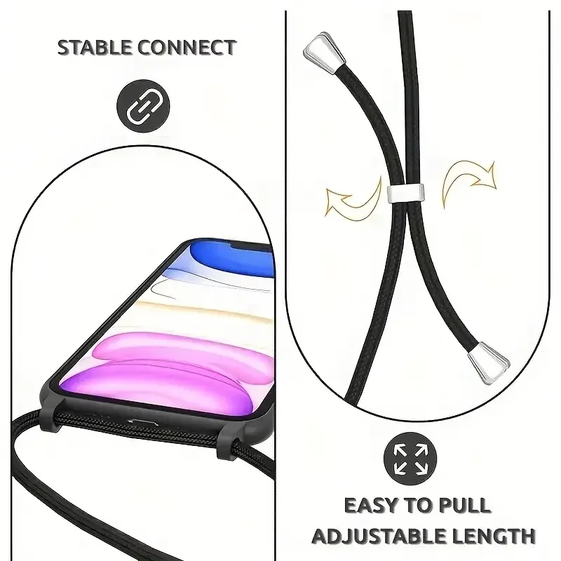 Luxuriöse Bunte Silikon-Handyhülle mit Trageriemen für iPhone 17 Pro Max, Stilvolle Tragbare Sturzsichere Schutzhülle Passend für iPhone 16 15 14 13 12 11 Pro Max 16E
