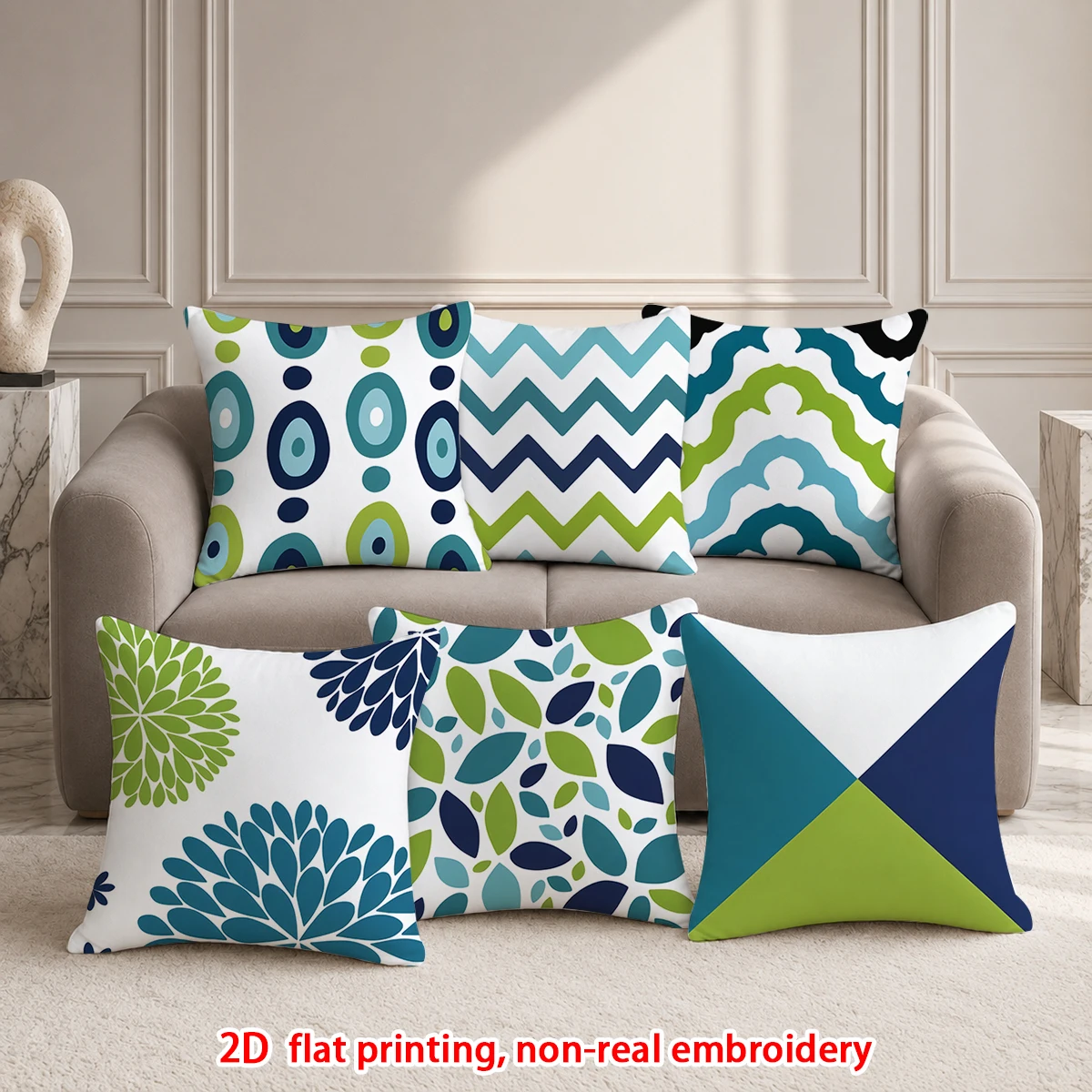 6pcs Set of 6 Boho Geometric Floral Throw Pillow Covers Modern Decorative Cushion Cases for Sofa Bedroom Living Room