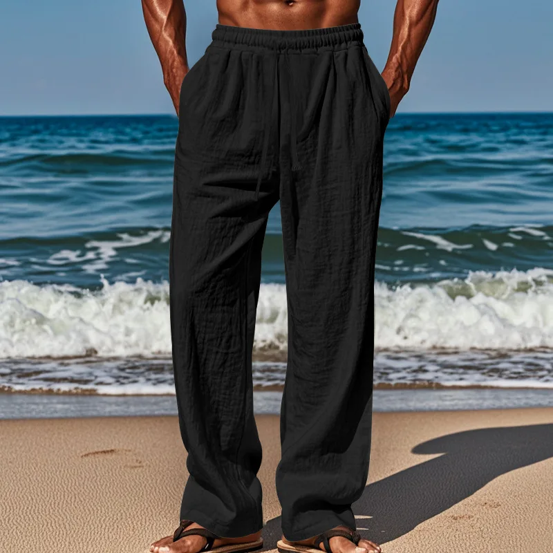 2025 New Men's Cotton Linen Pants Male Autumn New Breathable Solid Color Linen Trousers Fitness Streetwear S-3XL - Image 4