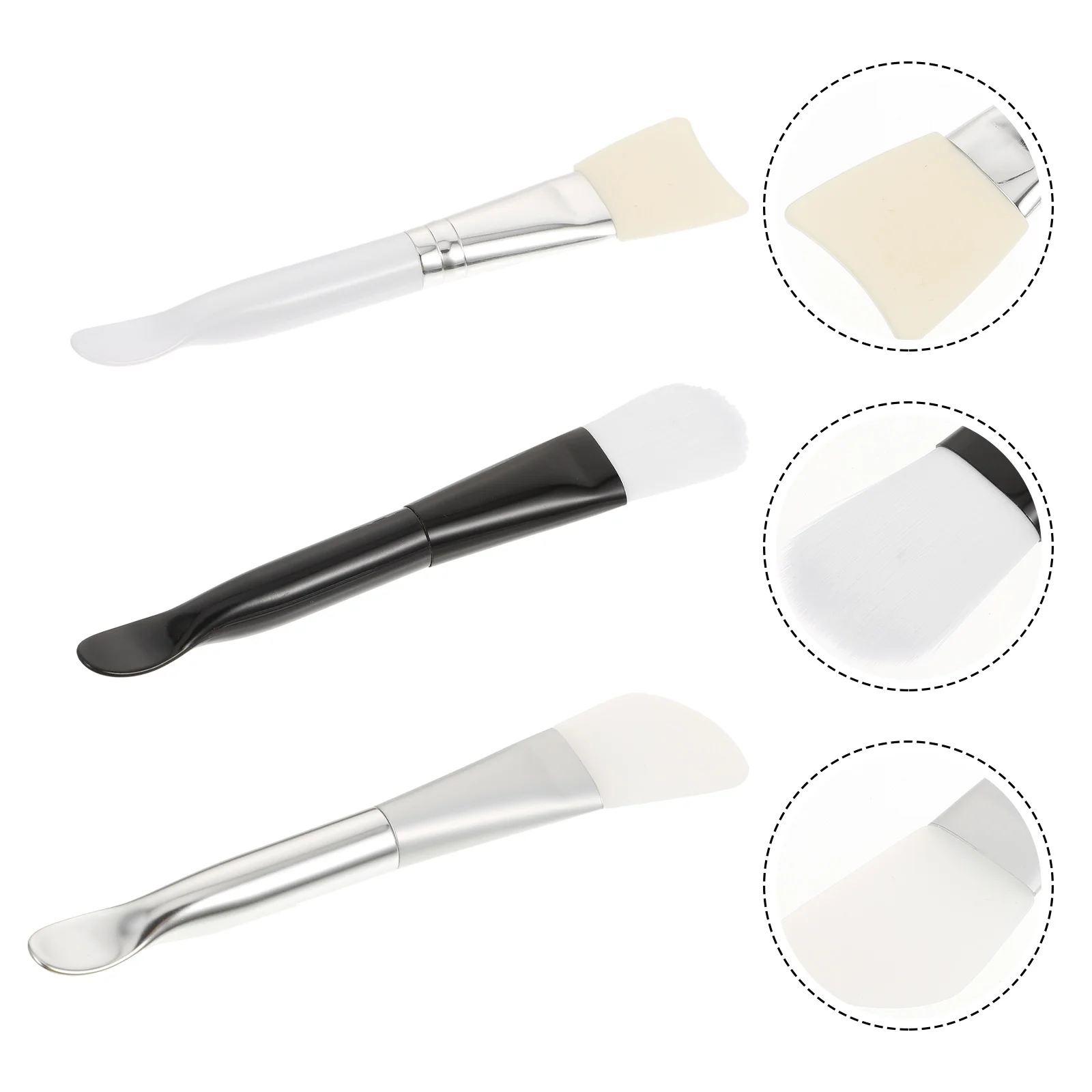 3 uds con cuchara superficie de silicona cepillo para máscara herramientas espátula de maquillaje portátil Nylon duradero Miss Facial