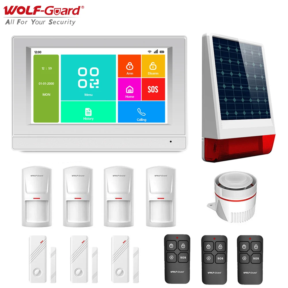 Sistema de alarme de segurança contra roubo doméstico inteligente sem fio TuyaSmart 4G GSM SMS WIFI de 7 polegadas