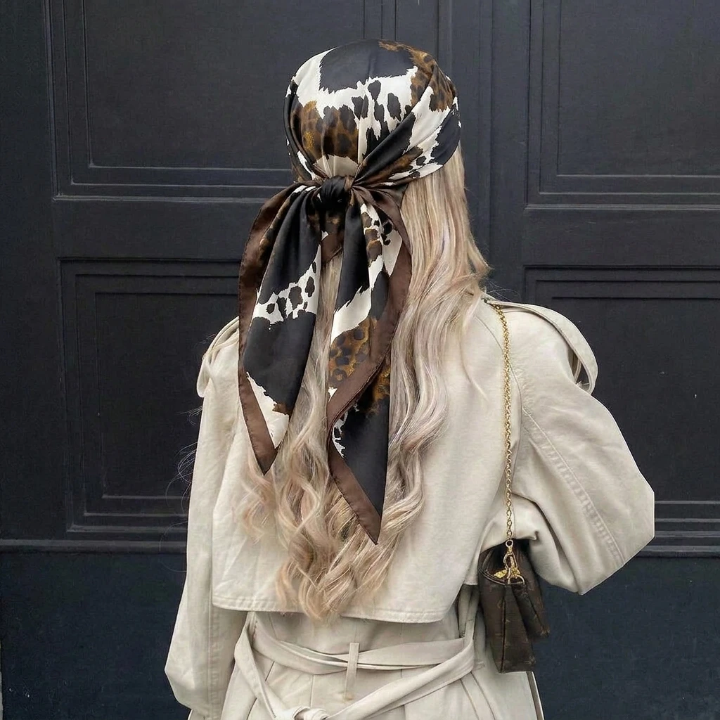 New Leopard Print Square Scarf Soft Satin Silk-like Thin Neck Scarf Mature Style Bandana Sunscreen Headscarf For Women 2026