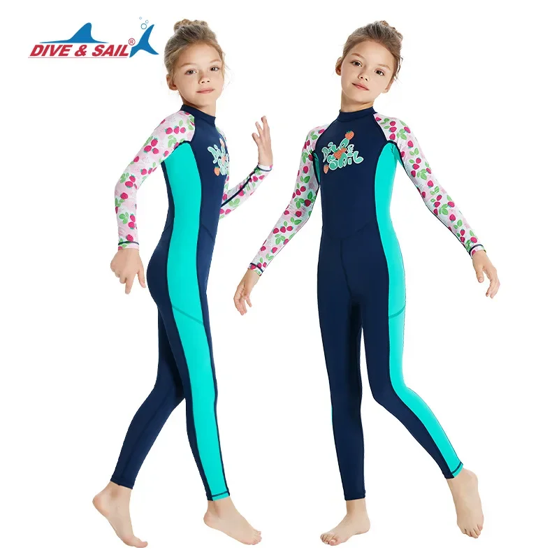 Kids UPF50+ Diving Swimsuit 1mm Long Sleeve Back Zip Surfing Jumpsuit Children swim Rashguard Suit for Boy Girl Dive Kayak Scuba