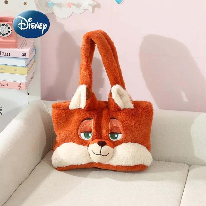 

Disney New Women's Plush Handbag Large Capacity Fashionable Women's Plush Shoulder Bag High-Quality Luxury Casual Women's Bag