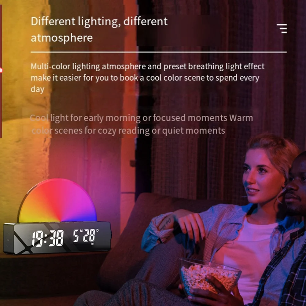 

ZZ-Sunrise Lamp Sunrise Alarm Clock, Wake Up Light Dawn Simulator, Bedside Sun Lamp Color Changing Lights For Bedroom White Dura