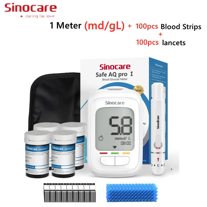 Sinocare Safe AQ Pro Ⅰ Blutzuckermessgerät Glucometer Kit Diabetes Tester Medizinisches Blutzuckermessgerät oder Teststreifen Lanzetten