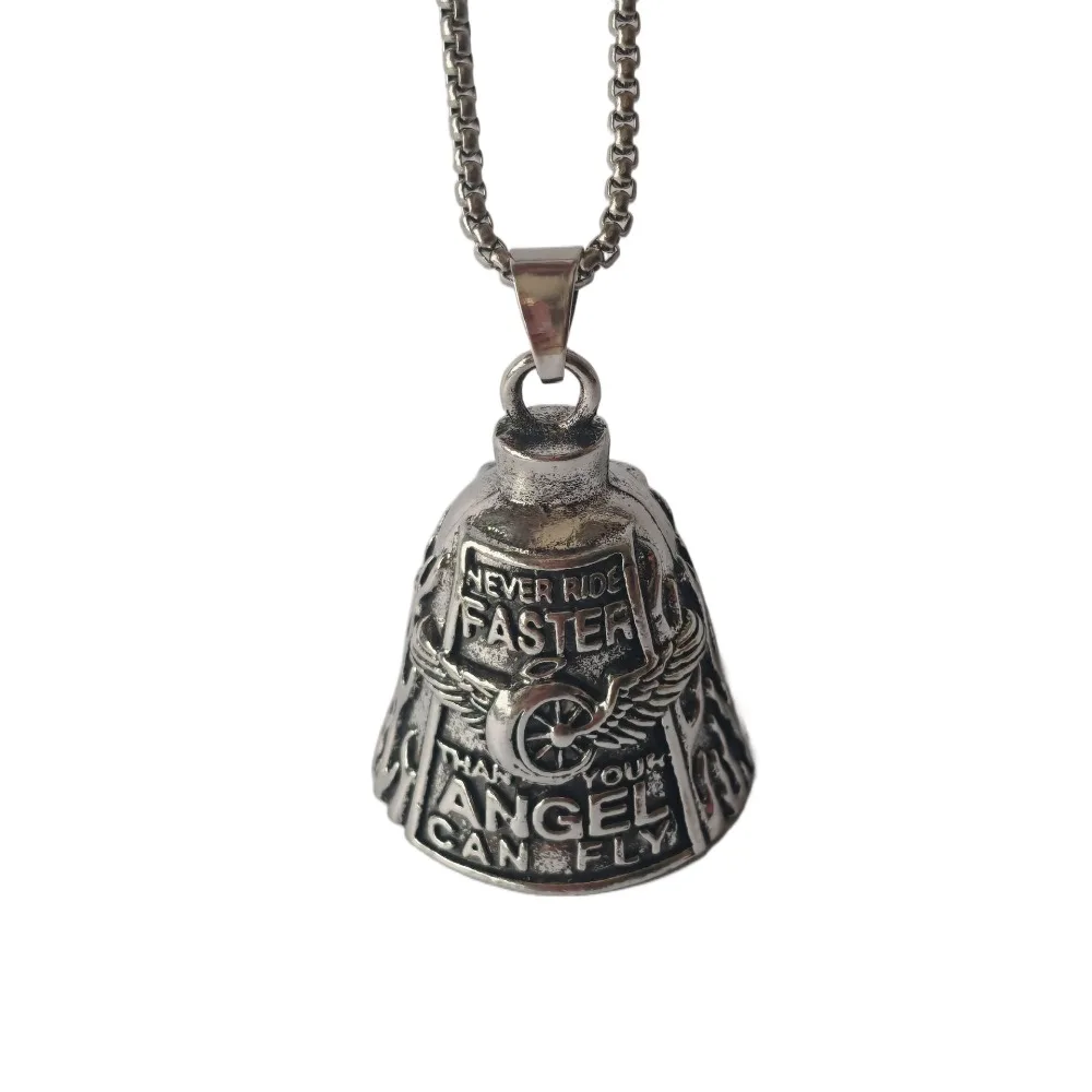 Vintage 3D Design Motorrad Wächter Glocke Retro Flügel Design Engel Anhänger Glocke Legierung Punk Stil Biker Glück Charme Männer