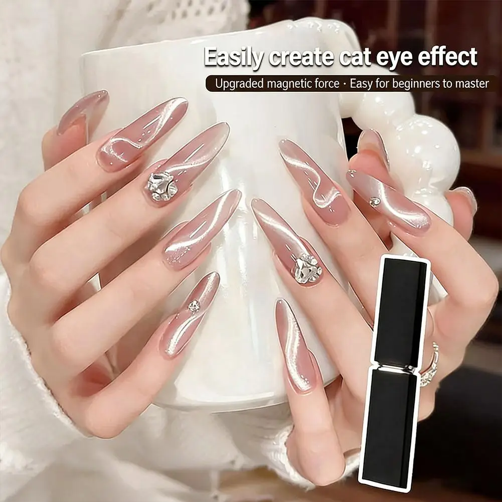Fita Magnética Olho de Gato para Nail Art, Bastão Magnético para Esmalte em Gel, Efeito de Contas de Vidro Estreladas Francesas, Ferramenta DIY para M