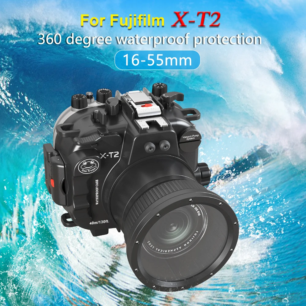 40M 130ft Waterproof Underwater Housing Camera Diving Case for Fujifilm XT2 FUJI X-T2 Fujifilm XF 16-55mm F2.8 R LM WR Case Cove