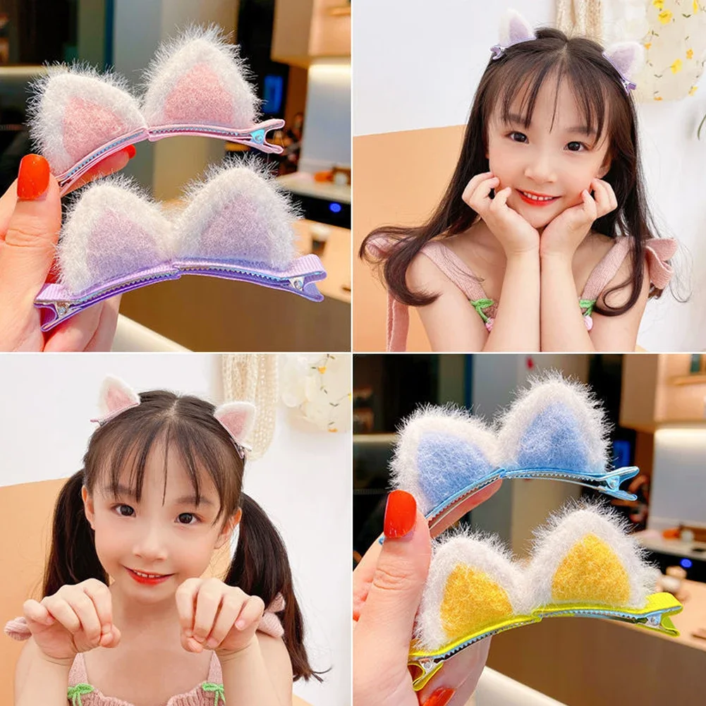 Pinzas para el pelo con orejas de gato para niña, horquillas encantadoras, accesorios para el cabello, pasadores dulces, accesorios de fotografía, 1 par