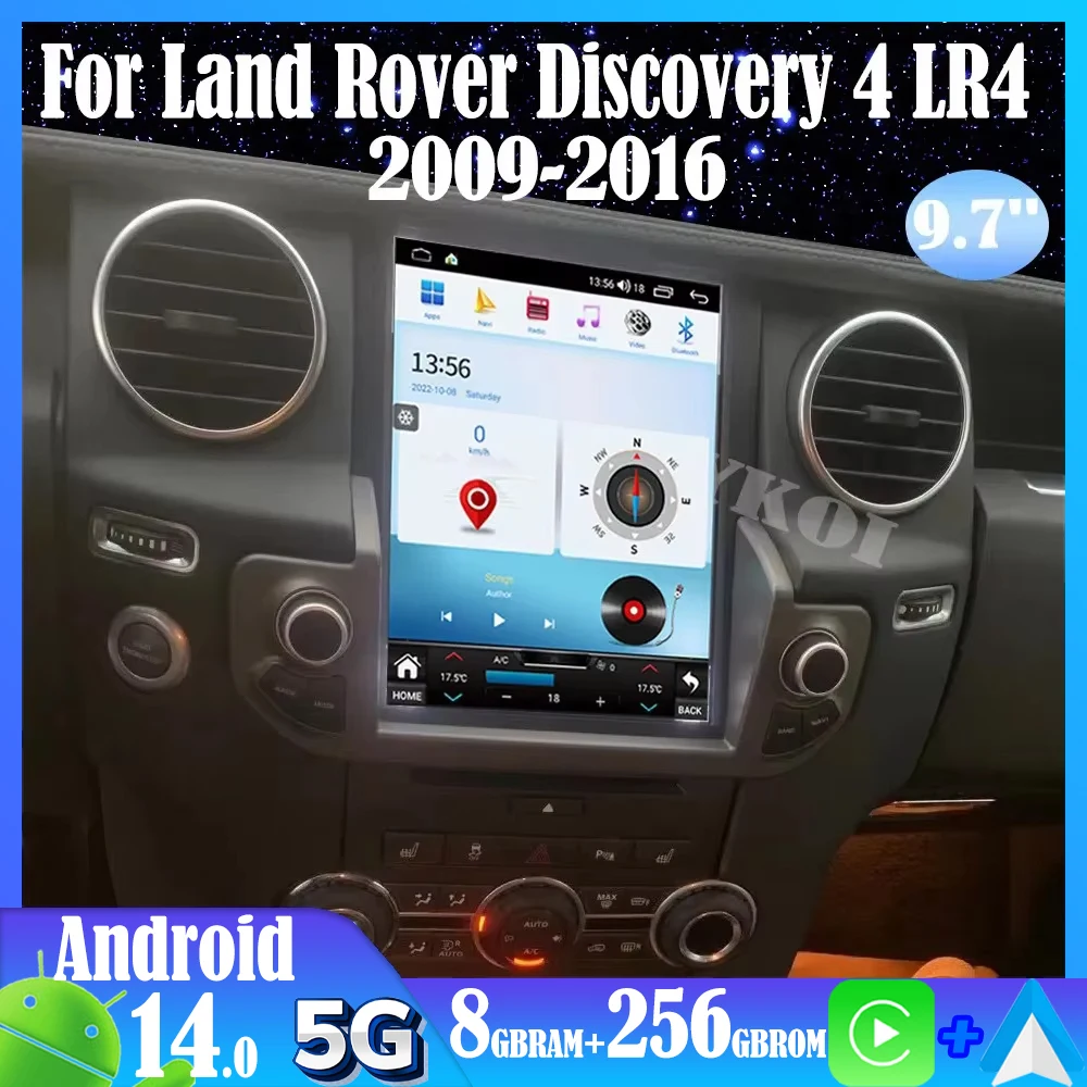 안드로이드 15 랜드 로버 디스커버리 4 LR4 2009-2016 자동차 라디오 자동차 멀티미디어 테슬라 스크린 Carplay 자동 블루투스 GPS 4G