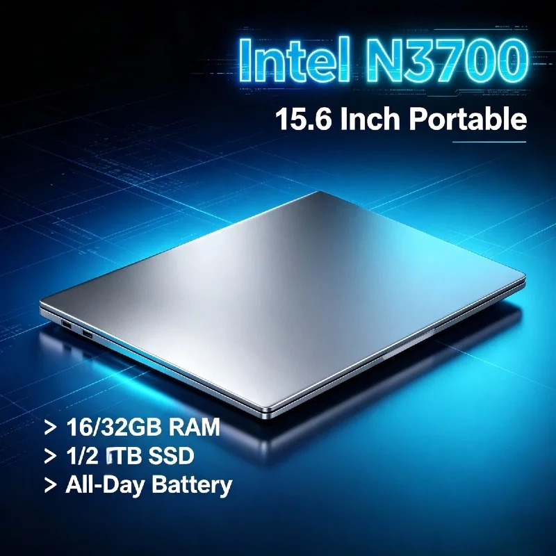 Intel N3700 15.6 Inch Gaming Laptop 4C 4T 1.6GHz 2.4GHz Max 16GB RAM 2TB SSD Ultra Slim Notebook Office Pro