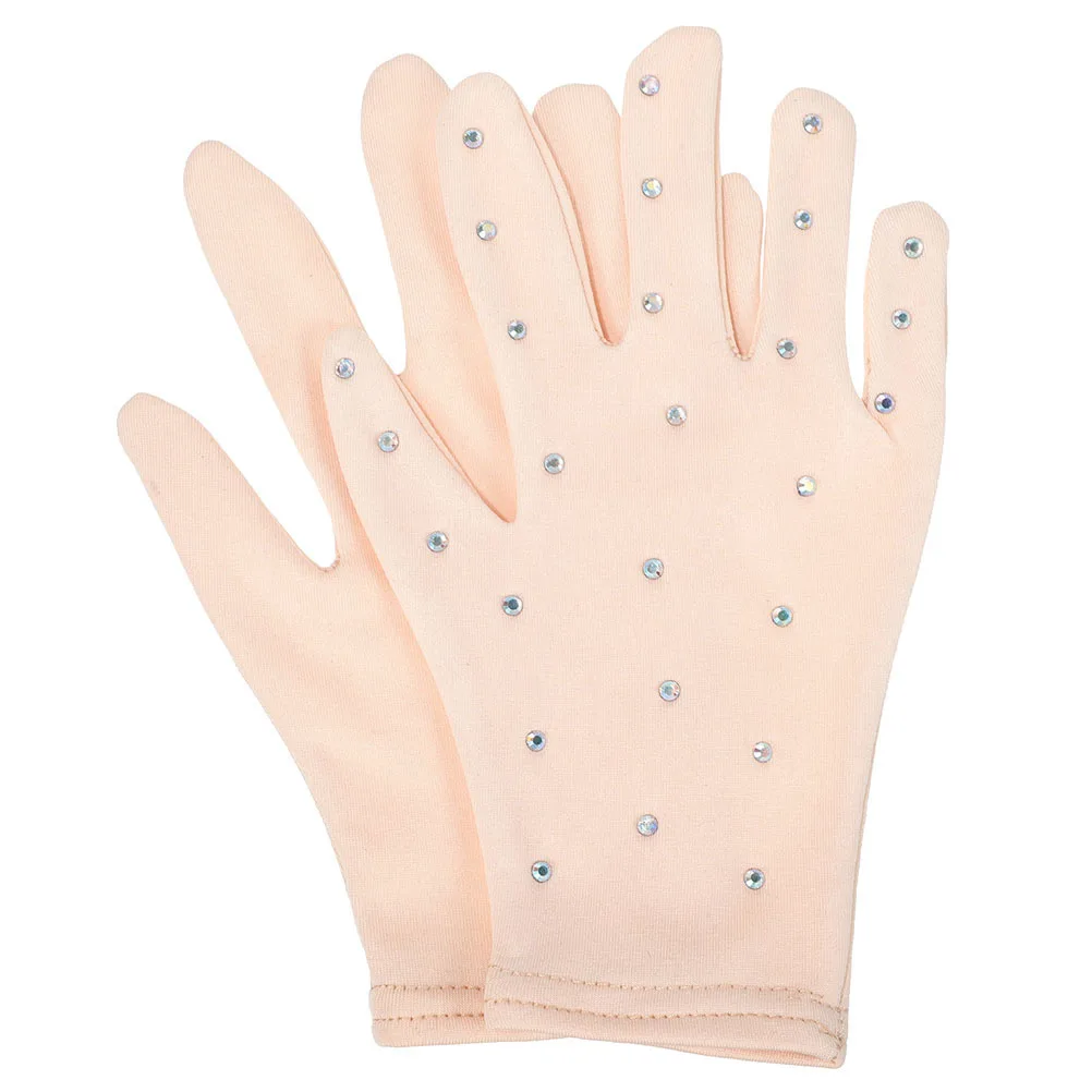 

1Pair Rhinestone Ice Skating Performance Gloves Stretch Comfortable Figure Skating Dance Party Stage Gloves Dance Mitts