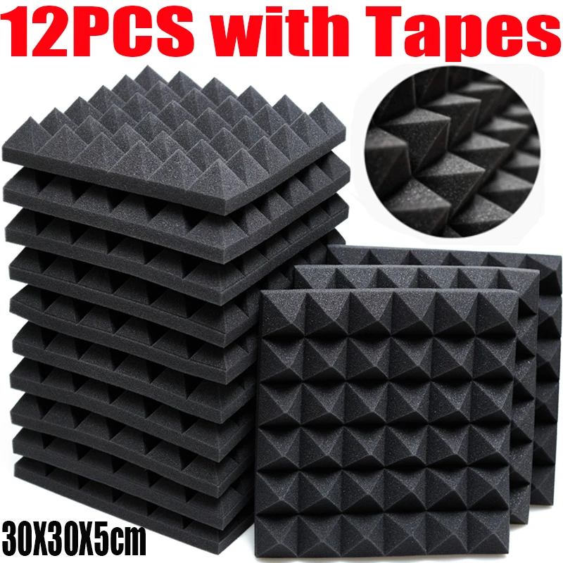 

6/12PCS 300X300X50mm Sound-absorbing and soundproof cotton indoor household recording studio ktv wall flame retardant with Tapes