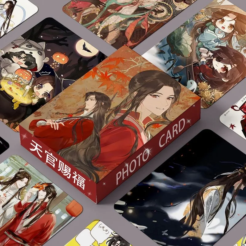 

55Pcs/Set Heaven Official's Blessing Laser Lomo Card Tian Guan Ci Fu Xie Lian,Hua Cheng Mini Postcard Photo Cards Fans Gift