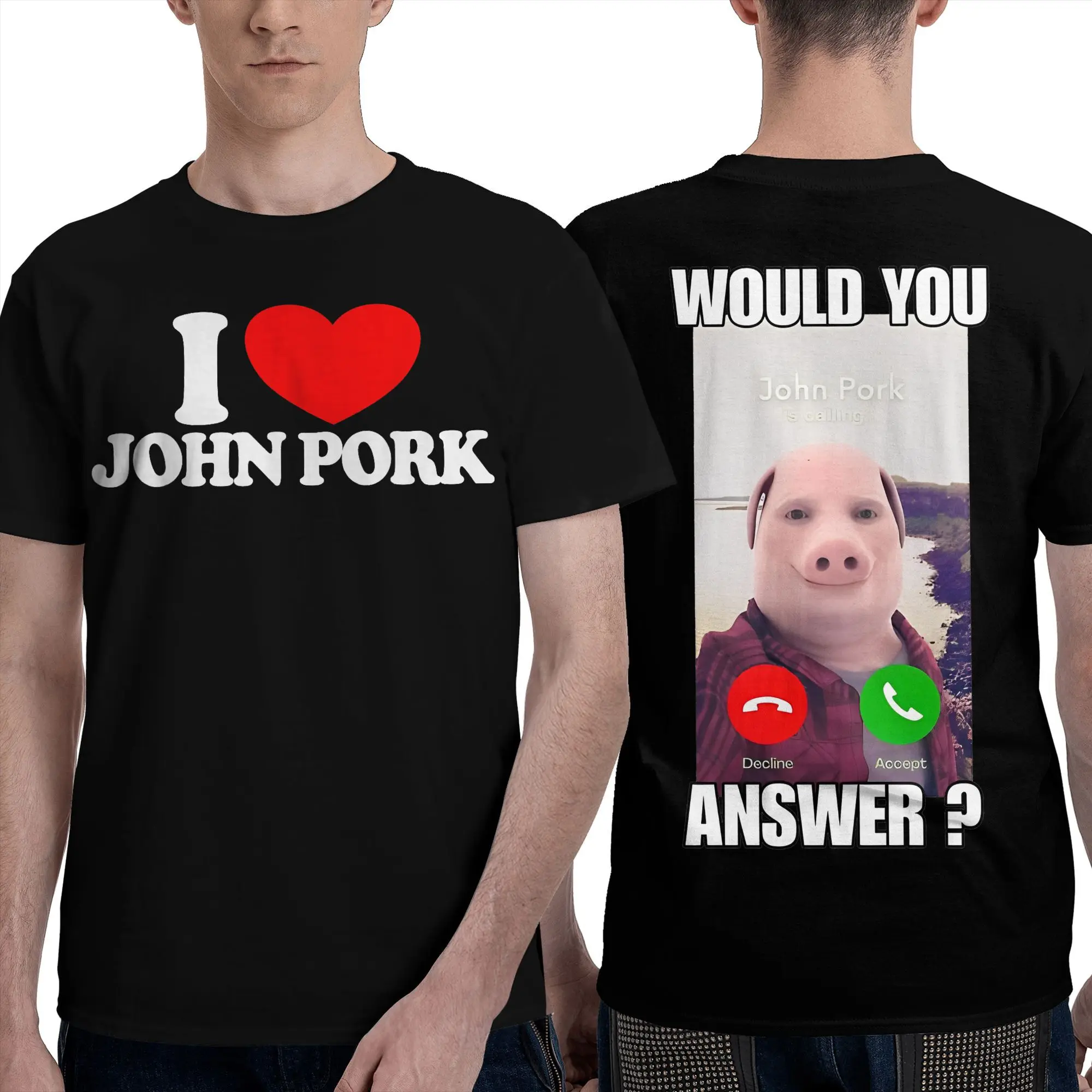 

Funny John Pork Is Calling Answer Call Phone Tee Shirt for Men Women Pig Tops Tshirt Gothic Hip Hop T-shirt Streetwear Clothes