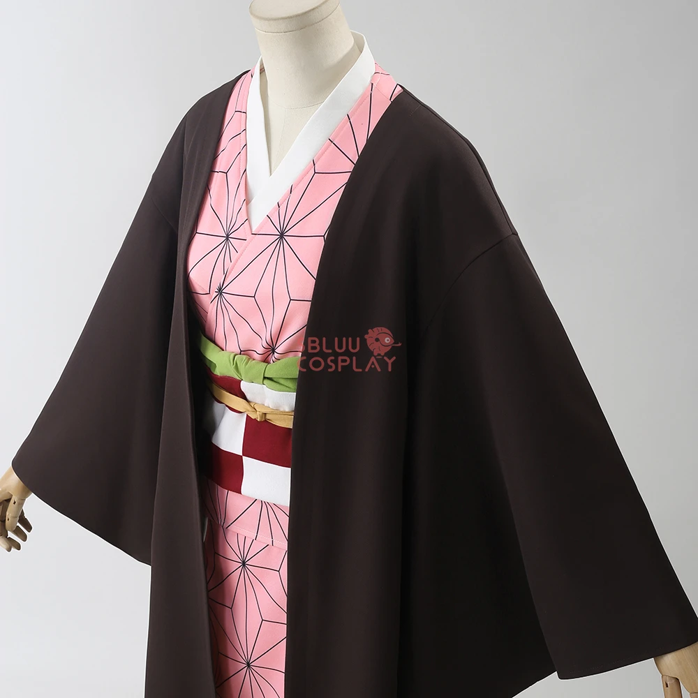 SBluuCosplay Nezuko Cosplay Erwachsene Hohe Qualität SR Bambus Rohr Prop Tiefbraun Haori Halloween Kostüm Weihnachten Geschenk Outfit