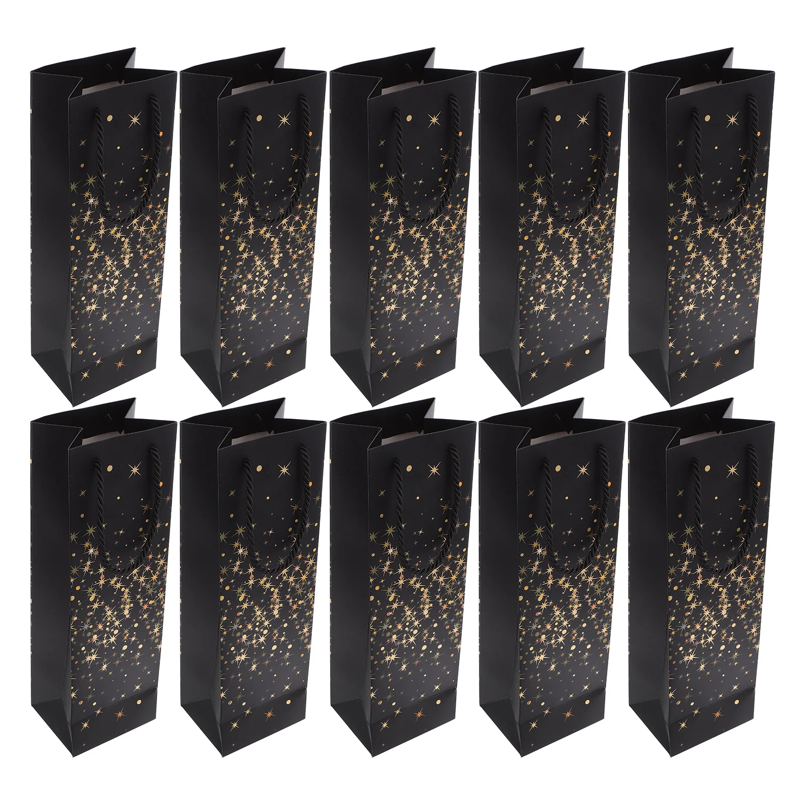 

10pcs Glitter Gold Gift Bags Bottle Party Wedding Flat Base Engagement Bottle Gift Bags Foldable Storage Christmas