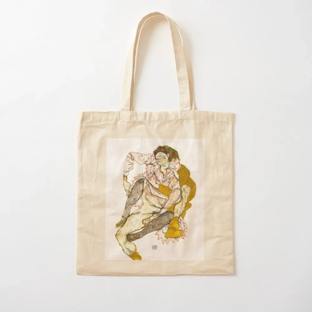 Seated Couple, Egon Schiele Tote Bag Handbags tote screen canvas