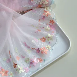 1 Yard Pink Embroidered Lace Trim Net Embroidery Lace Fabric Mesh DIY Lace Sewing Fabric Bra Crafts for Needle Work 18cm