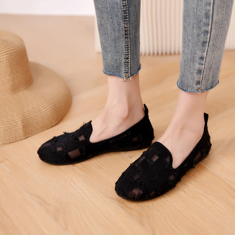 Shallow Mouth Flax Summer New Fashion Shoes Ladies Tennis Female Round Toe Women\'s Moccasins Slip-on Casual Sneaker Flats Linen