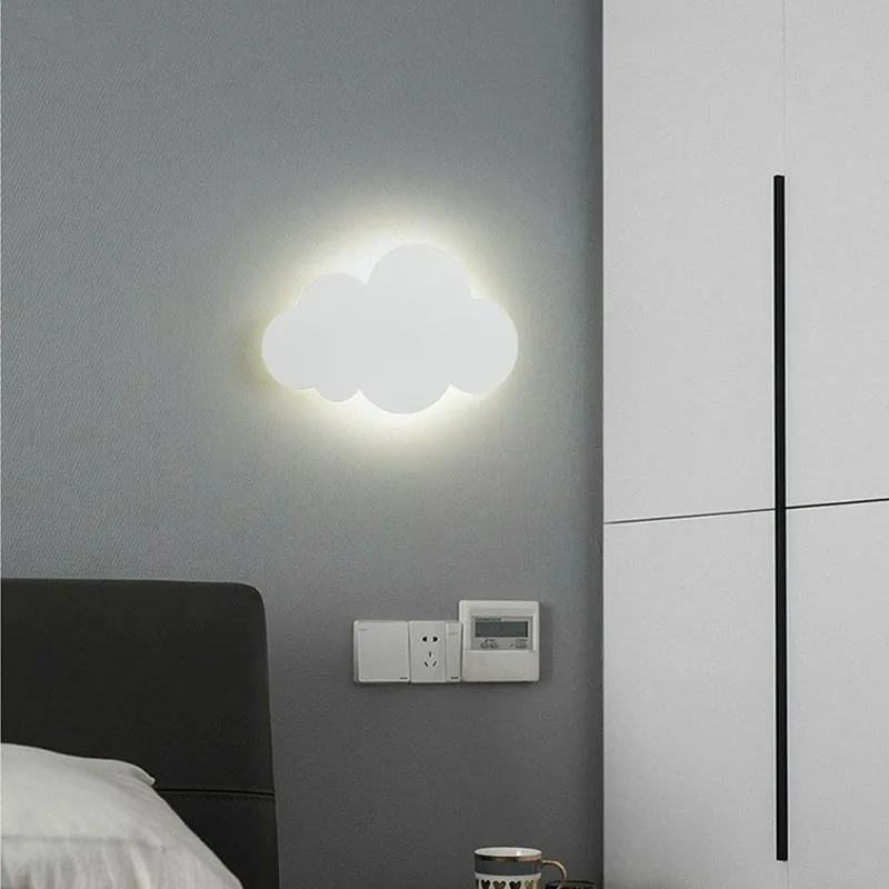 Imagem -04 - Nordic Led Wall Lights para o Quarto das Crianças Candeeiro de Acrílico Decoração Interior Cloud Design Lâmpadas de Cabeceira Crianças