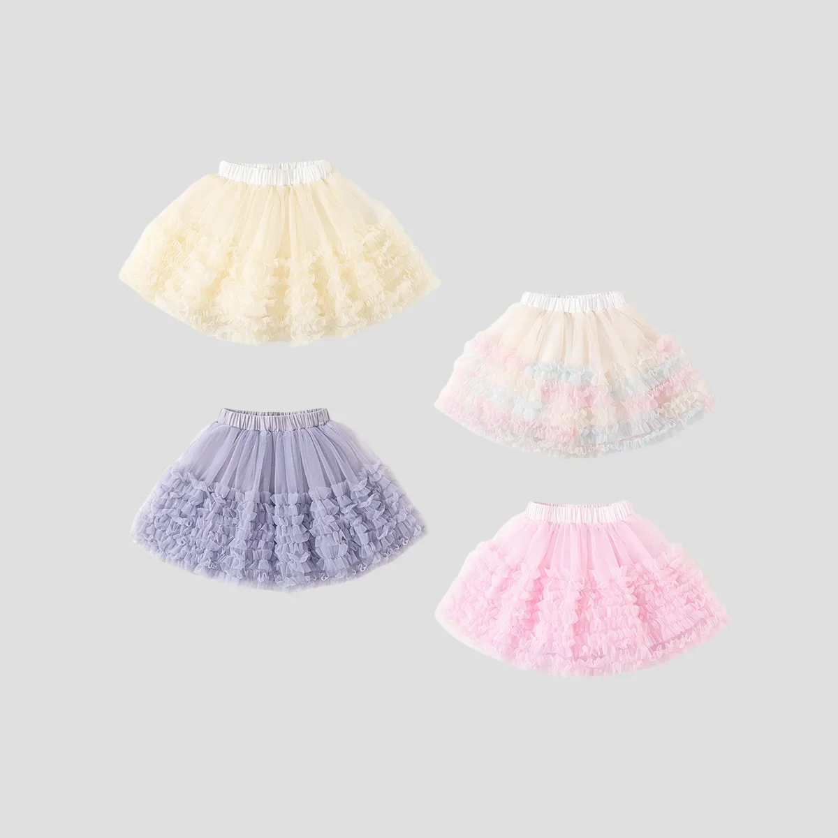 

2025 Summer New Girl's Nika Mesh Tutu Half Skirt Sweet Princess Style Princess Skirt Puff Dress For 2-7 Years Old Children