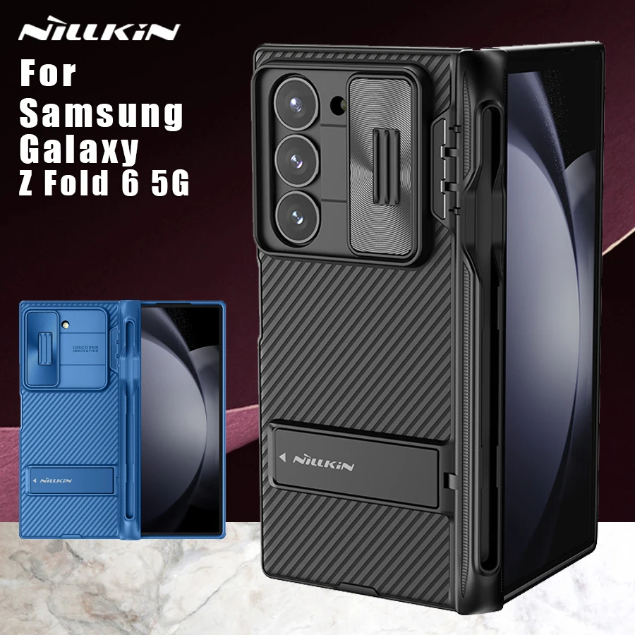 

Nillkin for Samsung Galaxy Z Fold 6 5G Case Lens Camshield Fold Camera Slide with S-Pen Holder 360 Stand Protection Cover