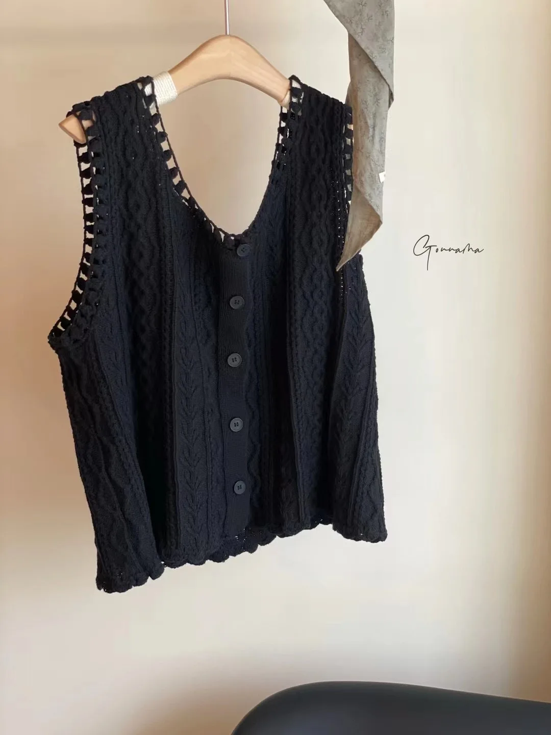 

Handmade Crochet Flower Sweater Vest Women's round Ne Svel Knitted Top Ele Vintage Sle for Autumn And Winter