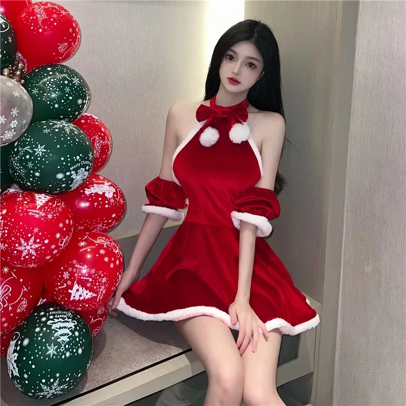 

Christmas Red Woman Dress Sweet Girl Cosplay Santa Claus Sexy Lingerie New Year Christmas Eve Sexy Costume Plus Size