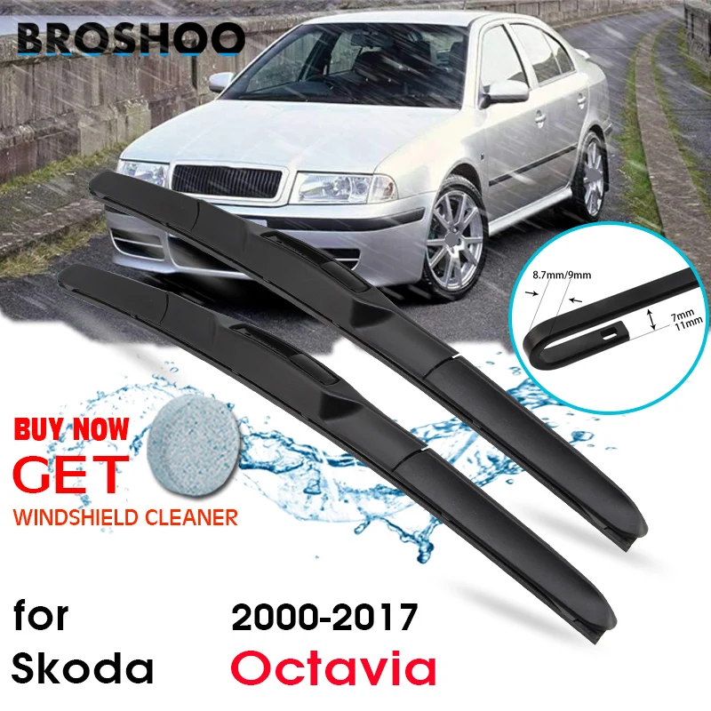 

BROSHOO Car Windshield Wiper Blade Natural Rubber For Skoda Octavia MK1 MK2 MK3 A5 A7 Model Year From 2000 To 2017 Accessories