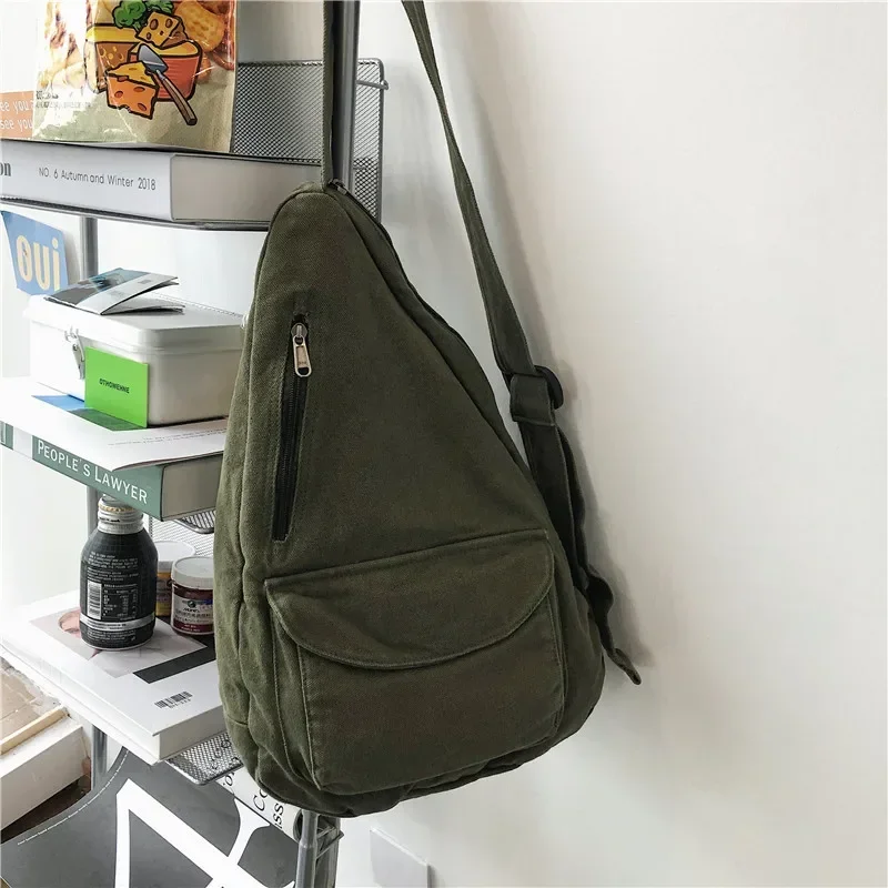 Teenager Recycled Cotton Fabric Slung One Shoulder Bag Student Street Canvas Chest Travel Everyday School Book Overcross Bag