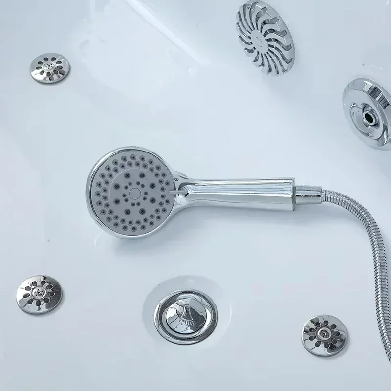 Whirlpool massage bathtub freestanding indoor waterfall RGB mood led jet hotel bathtub spa massage bathtub with shower faucet